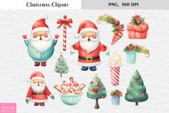 Cute Watercolor Christmas Clipart|Christmas Characters Product Image 1