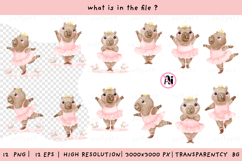 Watercolor Capybara Ballerina Clipart Ballet Animal Product Image 2