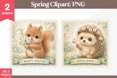 Spring clipart Cute woodland animals Squirrel Hedgehog Product Image 1
