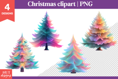 Soft Glow Christmas Clipart, Iridescent Christmas tree Product Image 1