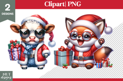 Cute animals Christmas clipart, Baby animals Cow &amp; Fox Product Image 1