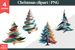 Christmas Clipart, Abstract Twirl Christmas Trees PNG Product Image 1
