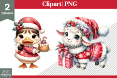 Cute Farm animals Christmas clipart, Christmas duck, sheep Product Image 1