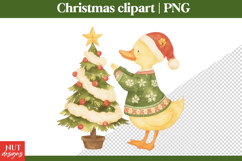 Christmas Duck Sublimation Cute watercolor Christmas clipart Product Image 1