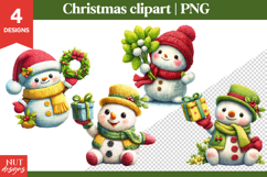 Knitted Christmas Clipart, Cute Christmas Snowman Clipart Product Image 1