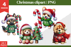 Knitted Christmas Clipart, Cute Christmas Dogs Clipart PNG Product Image 1