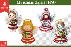 Knitted Christmas Clipart, Crochet Christmas Angel Clipart Product Image 1