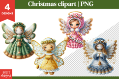Knitted Christmas Clipart, charming crochet Christmas angel Product Image 1