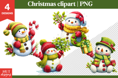 Knitted Christmas Clipart, Cute Christmas Snowman Clipart Product Image 1