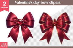 Romantic Bow Clipart Valentine Jewel red Bow Clipart Product Image 1