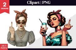 Retro Attitude Woman Clipart Sassy vintage woman sublimation Product Image 1