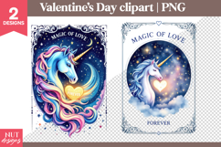 Valentines day clipart Magic Love Unicorn Clipart Product Image 1