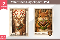 Valentines day clipart Romantic Deer Valentine Postage Product Image 1