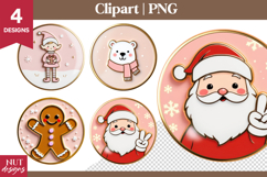 Cute Christmas Badge Clipart, Pink Christmas Enamel pin Product Image 1