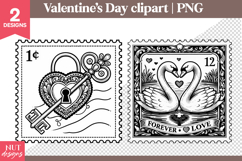 Valentines day clipart Vintage Love Stamp Clipart Product Image 1