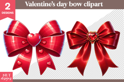 Romantic Bow Clipart Valentine Red Bow Clipart PNG Product Image 1