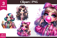 Drama queen clipart, Bubblegum Glam Girl Clipart Fashion Product Image 1