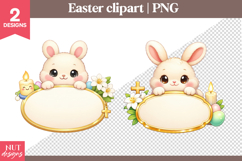 Easter Bunny Name Tag Clipart Custom name Easter clipart Product Image 1
