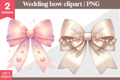 Romantic Wedding Bow Clipart PNG Valentines Pearl bow Product Image 1