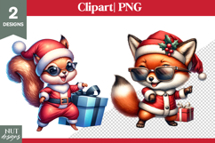 Cute animals Christmas clipart, Woodland Squirrel and Fox Product Image 1