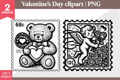 Valentines day clipart Retro Valentine Stamp sublimation Product Image 1