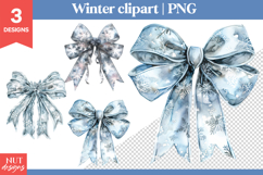 Winter Blue Bow Clipart PNG Winter sublimation Product Image 1