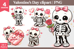 Valentines day clipart Funny Valentine Skeleton girl Clipart Product Image 1