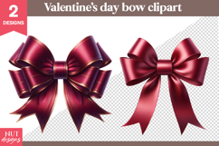 Romantic Bow Clipart Valentine Red Satin Bow Clipart PNG Product Image 1