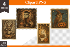 Cute Cartoon Halloween clipart, Halloween Ghost Frankenstein Product Image 1