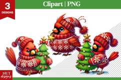 Christmas Clipart, Cute Christmas cardinal bird clipart PNG Product Image 1