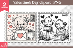 Valentines day clipart Vintage Love Stamp Clipart Product Image 1