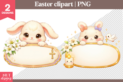Easter Bunny Name Tag Clipart Custom name Easter clipart Product Image 1