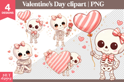 Valentines day clipart Funny Valentine Skeleton girl Clipart Product Image 1