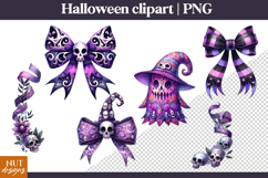 Purple Gothic Halloween Clipart Halloween bow and branch PNG Product Image 1