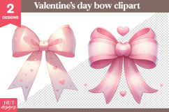 Romantic Bow Clipart Valentine Pink Bow Clipart PNG Product Image 1