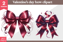 Romantic Bow Clipart Valentine Red Bow Clipart PNG Product Image 1
