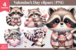 Valentines day clipart Romantic Raccoon Valentine Clipart Product Image 1