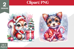 Cute animals Christmas clipart, Christmas Squirrel Dog York Product Image 1