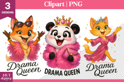 Sassy diva clipart, Drama Queen Clipart PNG Fox Cat Panda Product Image 1