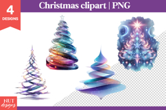 Christmas Clipart, Mystical Spiral Christmas Trees PNG Product Image 1