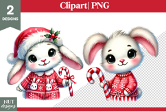 Cute animals Christmas clipart, Woodland Bunny in pajama Product Image 1