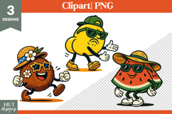 Fun tropical fruit clipart, Retro dancing fruits, Mascots Product Image 1