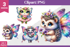 Spring Baby animals clipart, Hedgehog, Elephant, Frog PNG Product Image 1