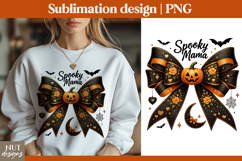 Halloween Sublimation, Spooky mama Halloween bow sublimation Product Image 1