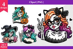Skeleton girl Halloween clipart Halloween girl sublimation Product Image 1
