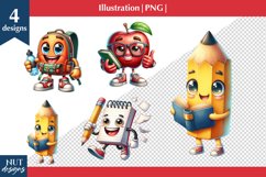 School clipart, School supplies Mascot png, Back to school Product Image 1