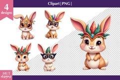 Baby Animals PNG, Mardi Gras clipart, Mardi Gras bunny Product Image 1