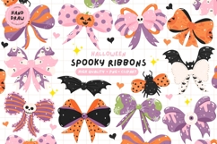 Spooky Halloween Bows &amp; Ribbons Clipart Bundle Product Image 1