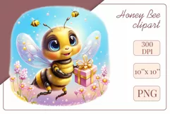 Decorate your projects with this charming clipart featuring a cute little bee surrounded by colorful flowers. This delicate and painterly pattern will add playful charm and unique character to your designs, baby showers, birthday parties and more.