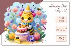 Decorate your projects with this charming clipart featuring a cute little bee surrounded by colorful flowers. This delicate and painterly pattern will add playful charm and unique character to your designs, baby showers, birthday parties and more.